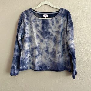 Sundry Small Women’s Blue and White Tie Dye Sweatshirt